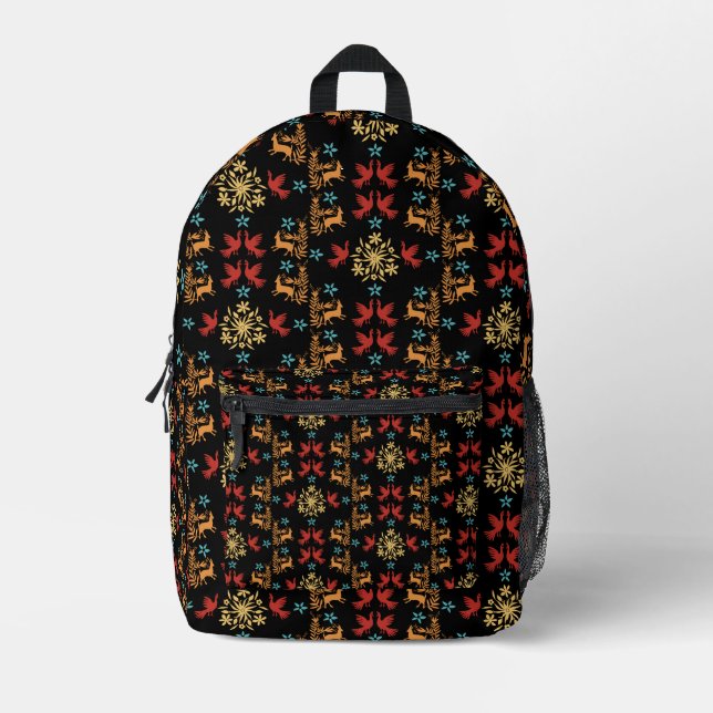 Mexican Otomi Home Decor Printed Backpack (Front)