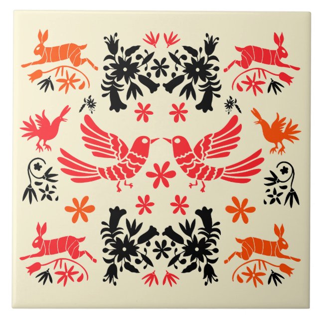 Mexican Otomi Home Decor Tile (Front)