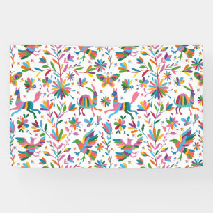 Mexican Otomi Style Bright Pattern Banner