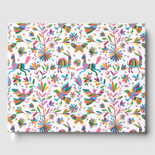 Mexican Otomi Style Bright Pattern Guest Book