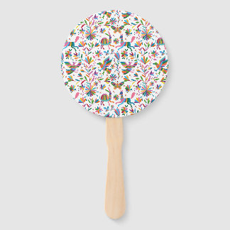 Mexican Otomi Style Bright Pattern Hand Fan