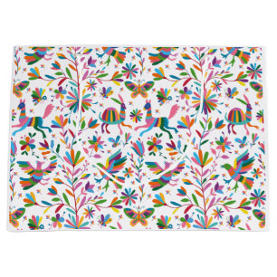 Mexican Otomi Style Bright Pattern Large Gift Bag