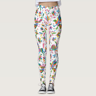 Mexican Otomi Style Bright Pattern Leggings