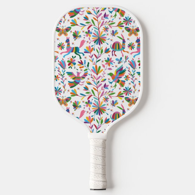  Mexican Otomi Style Bright Pattern Pickleball Paddle (Front)