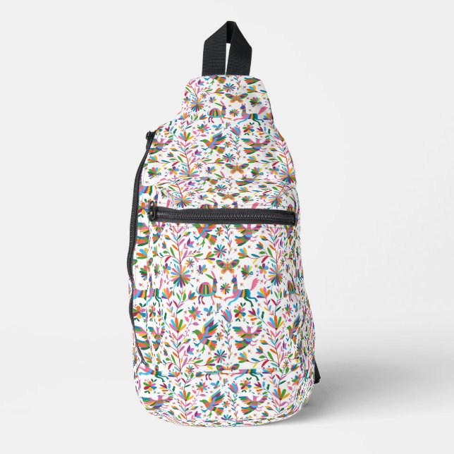  Mexican Otomi Style Bright Pattern Sling Bag (Front)