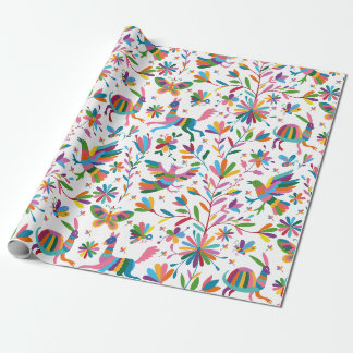Mexican Otomi Style Bright Pattern Wrapping Paper