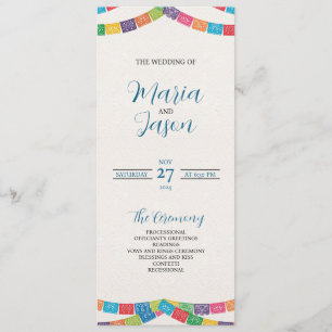 Mexican Papel Picado Elegant Colorful Boda Wedding Programme