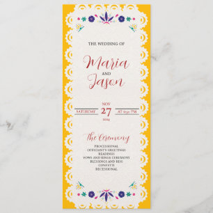 Mexican Papel Picado Yellow Nuestra Boda Wedding Programme