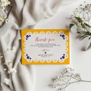 Mexican Papel Picado Yellow Nuestra Boda Wedding Thank You Card