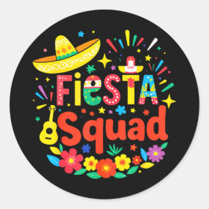 Mexican party funny cinco de mayo fiesta squad classic round sticker