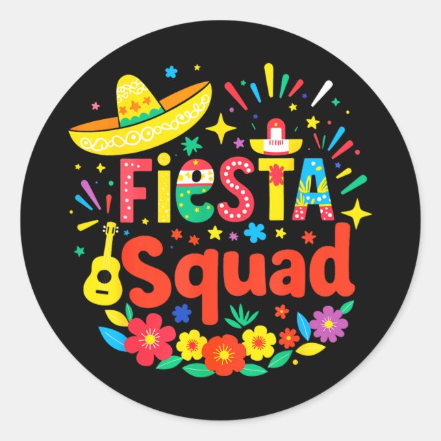 Mexican party funny cinco de mayo fiesta squad  classic round sticker (Front)