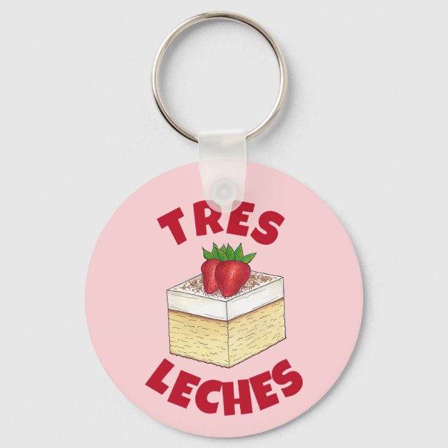 Mexican Pastel de Tres Leches Cake Baking Dessert Key Ring (Front)