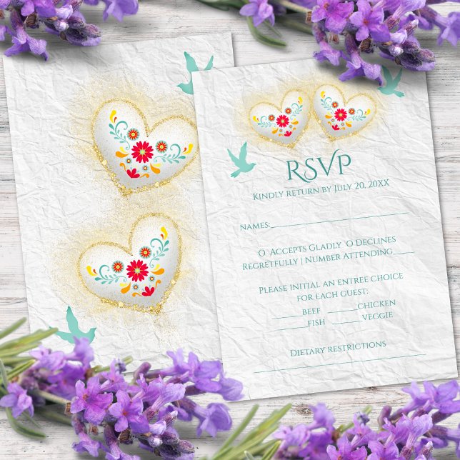Mexican Pastel Hearts Flowers Doves Invitation (Creator Uploaded)