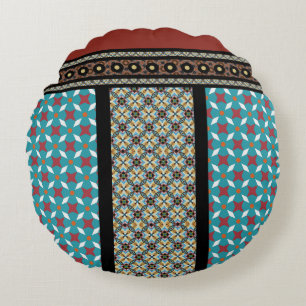 Mexican Patchwork Style 3 Round Cushion
