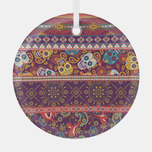 Mexican patchwork: traditional vintage design. glass tree decoration