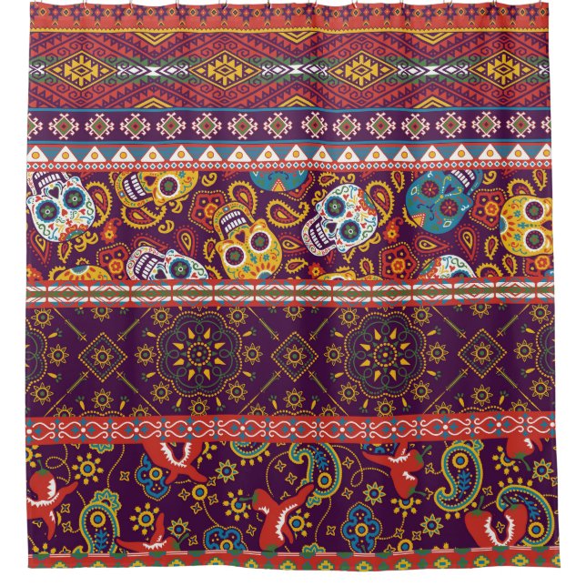 Mexican patchwork: traditional vintage design. shower curtain (Front)