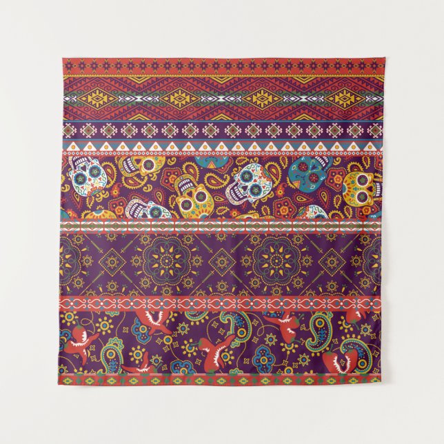 Mexican patchwork: traditional vintage design. tapestry (Front)
