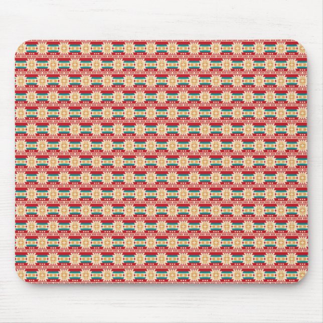 Mexican Pattern in Beige and Red Mouse Pad (Front)