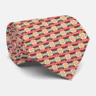 Mexican Pattern in Beige and Red Tie