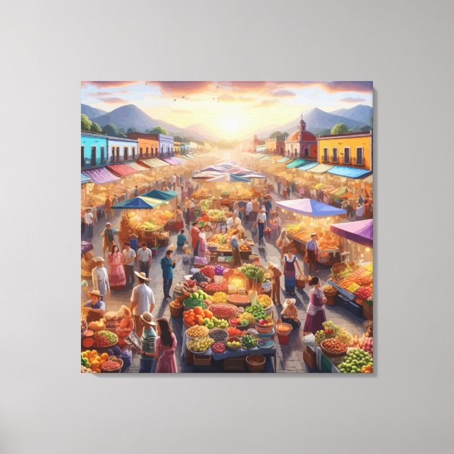 Mexican people Farmers Market Abstract art Canvas Print (Front)