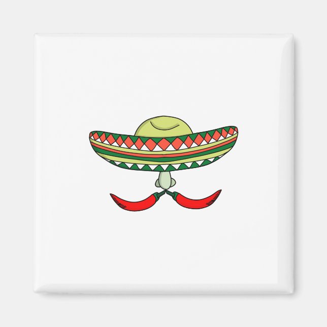 Mexican Peppers Mustache Magnet (Front)