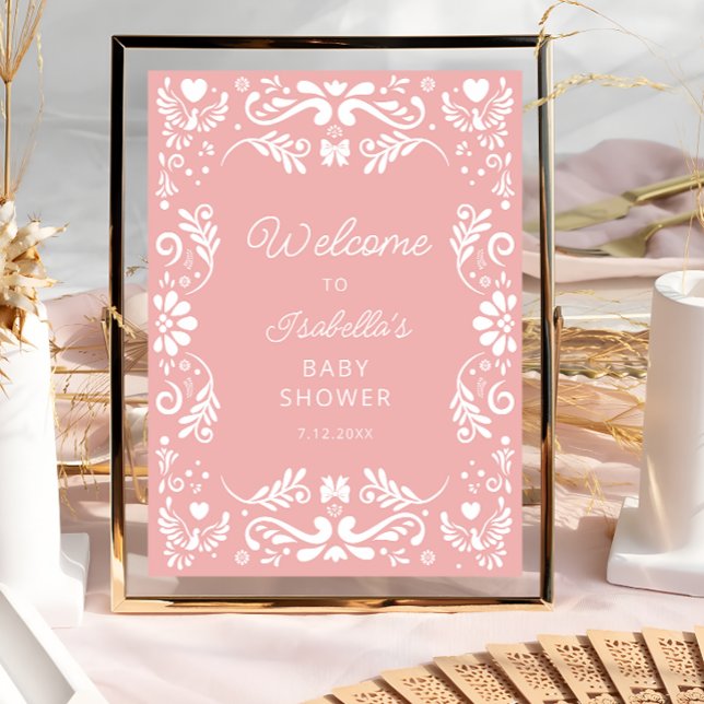 Mexican Pink Baby Shower Welcome Poster (Creator Uploaded)