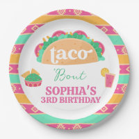 Mexican Pink Fiesta Taco Bout Birthday Paper Plate