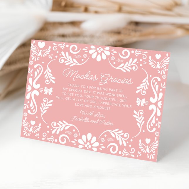 Mexican Pink Girl Baby Shower Thank You Card (Creator Uploaded)