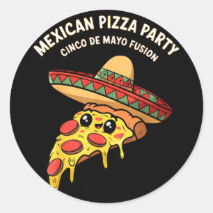 Mexican pizza party cinco de mayo fusion mexican classic round sticker
