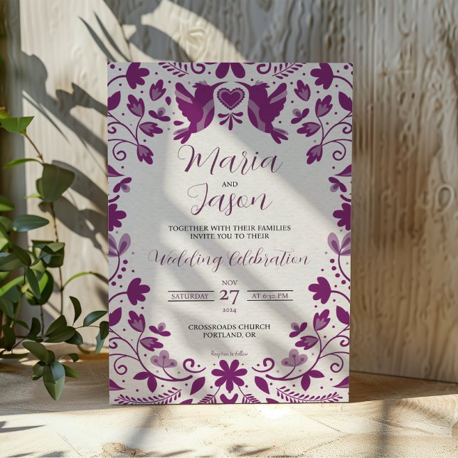 Mexican Purple Floral Romantic Aesthetic Wedding Invitation (Mexican Purple Floral Romantic Aesthetic Wedding Invitation)