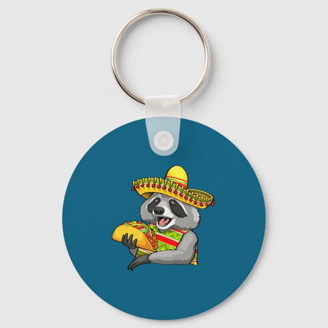 Mexican racoon cinco de mayo funny cute eating key ring (Front)