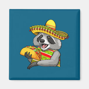 Mexican racoon cinco de mayo funny cute eating magnet