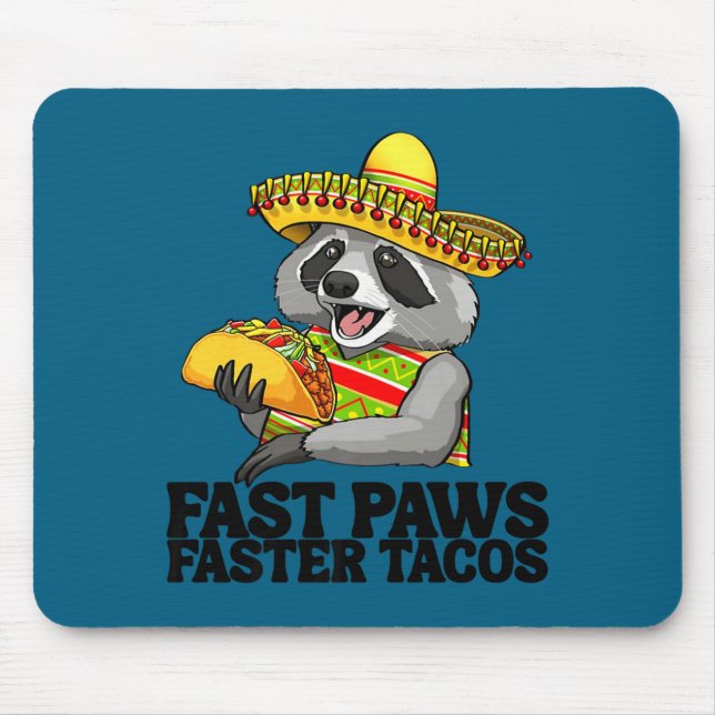 Mexican racoon cinco de mayo funny cute eating mouse pad (Front)