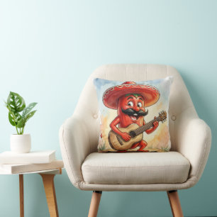Mexican Red Chili Pepper Guitarist Cushion