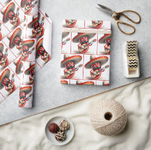 Mexican Red Chilli Pepper Guitar Player Wrapping Paper