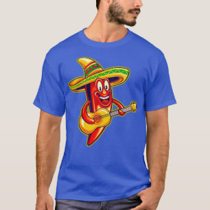 Mexican Red Hot Chilli sombrero vihuela Cinco De M T-Shirt