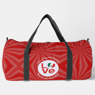 Mexican Red LOVE Flag Personalised Duffle Bag