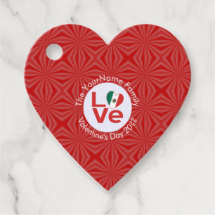 Mexican Red LOVE Flag Personalised  Favour Tags