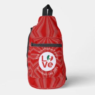 Mexican Red LOVE Flag Personalised  Sling Bag