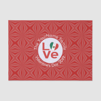 Mexican Red LOVE Flag Personalised  Tissue Paper
