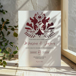 Mexican Red Modern Minimalist Elegant Wedding Invitation