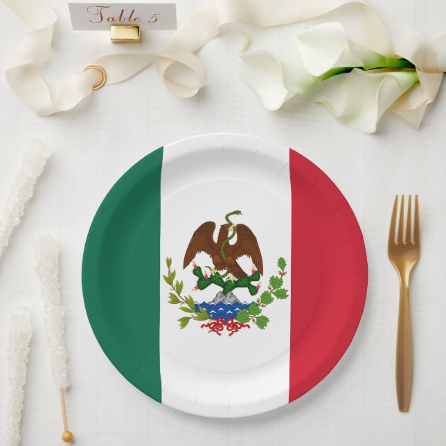 Mexican Republic Flag: 1824-1835, Santa Anna Paper Plate (Wedding)