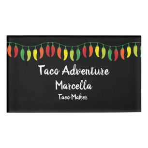 Mexican Restaurant Chilli Pepper Design Name Tag