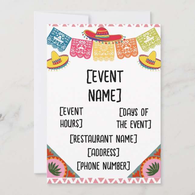 Mexican restaurant event invitation (Front)