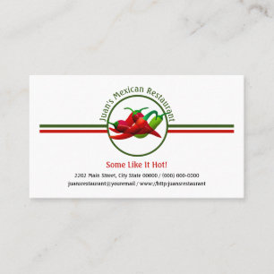 Mexican Restaurant Hot Peppers Logo Custom Business Card