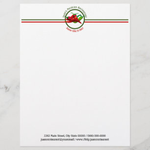 Mexican Restaurant Hot Peppers Logo Custom Letterhead