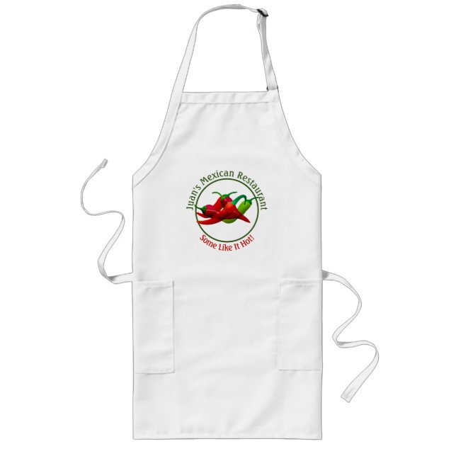 Mexican Restaurant Hot Peppers Long Apron (Front)