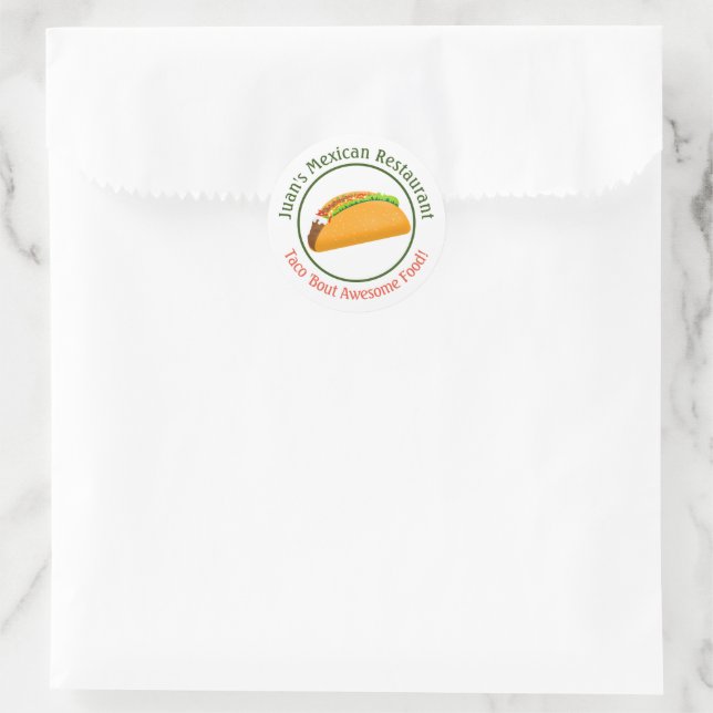 Mexican Restaurant Taco Logo Classic Round Sticker (Bag)