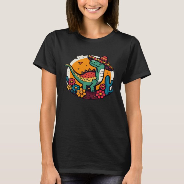 Mexican Rex Dinosaur Cinco De Mayo T-Shirt (Front)