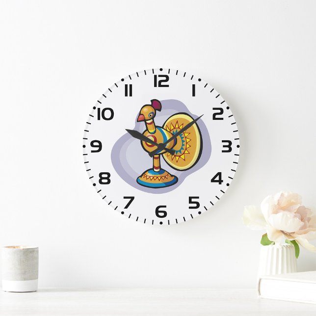 Mexican Rooster Toy Large Clock (Creator Uploaded)